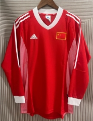 Retro version 2002 China PR Home Red LS Thailand Soccer Jersey AAA-3402