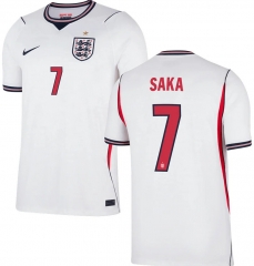(S-4XL) 26-27 England Home White (SAKA #7) Thailand Soccer Jersey AAA