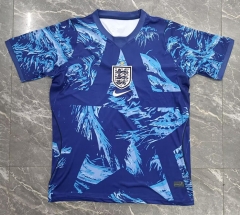 (S-4XL) 26-27 England Goalkeeper Blue Thailand Soccer Jersey AAA-2353