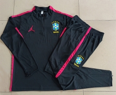 26-27 Jordan Brazil Black Thailand Soccer Tracksuit-815