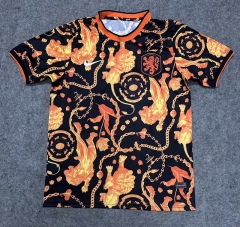 (S-4XL) 26-27 Joint Version Netherlands Black&Orange Thailand Soccer Jersey AAA-9527