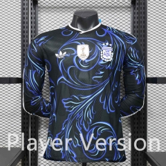 (S-3XL) Player Version 26-27 Argentina Away Blue&Black LS Thailand Soccer Jersey AAA-888