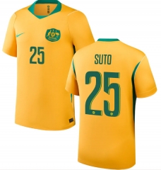 (S-4XL) 26-27 Australia Home Yellow ( SUTO #25) Thailand Soccer Jersey AAA