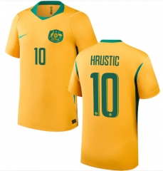 (S-4XL) 26-27 Australia Home Yellow ( HRUSTIC #10) Thailand Soccer Jersey AAA