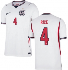 (S-4XL) 26-27 England Home White (RICE #4) Thailand Soccer Jersey AAA