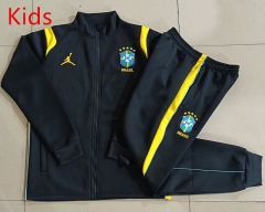 26-27 Brazil Black Kids/Youth Soccer Jacket Uniform-815