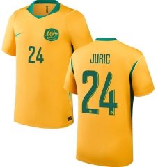 (S-4XL) 26-27 Australia Home Yellow ( JURIC #24) Thailand Soccer Jersey AAA