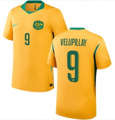 (S-4XL) 26-27 Australia Home Yellow ( VELUPILLAY #9) Thailand Soccer Jersey AAA