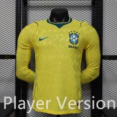 (S-3XL) Player Version 26-27 Crimped Version Brazil Home Yellow LS Thailand Soccer Jersey AAA-888