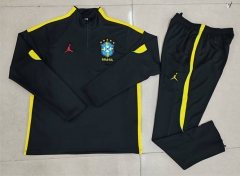 26-27 Jordan Brazil Black Thailand Soccer Tracksuit-GDP