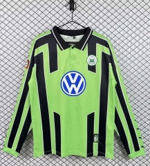 Retro Version 99-00 Wolfsburg Away Green LS Thailand Soccer Jersey AAA-3257