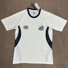 (S-4XL) 26-27 Santos FC White Thailand Soccer Training Jersey-6149