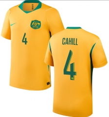 (S-4XL) 26-27 Australia Home Yellow ( CAHILL #4) Thailand Soccer Jersey AAA