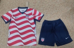 26-27 USA Home Red&White Soccer Unifrom-718
