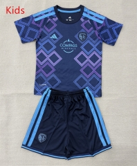26-27 Sporting Kansas City Away Blue Kids/Youth Soccer Uniform-AY