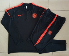 26-27 Netherlands Black Thailand Soccer Tracksuit-815